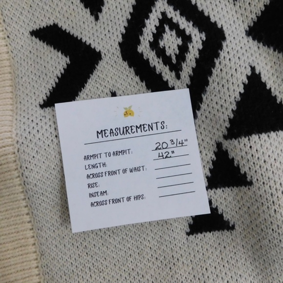 BLANK NYC Aztec Print Longline Cardigan Sweater Ivory Black Knit Tribal Small - Picture 14 of 14